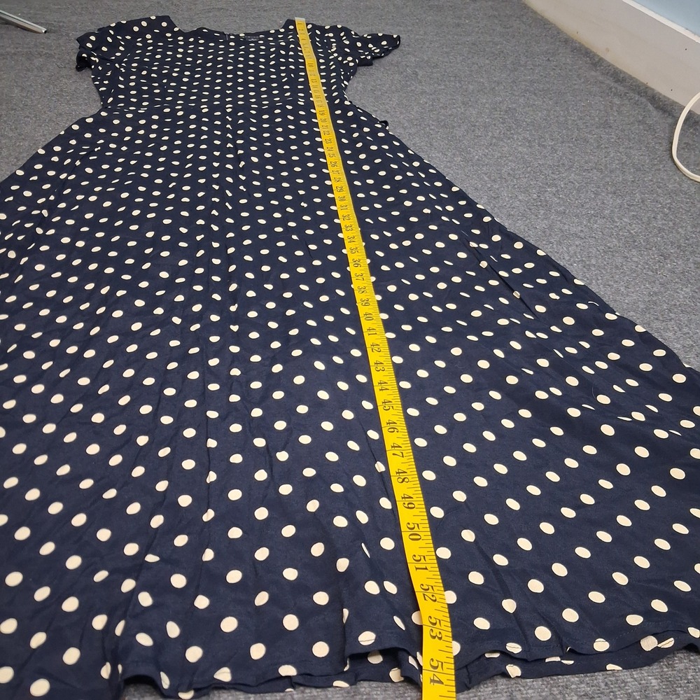 The Limited Navy Blue Polka Dot Maxi Dress Short Sleeve Rayon Sz 10 VTG Style - Picture 7 of 14